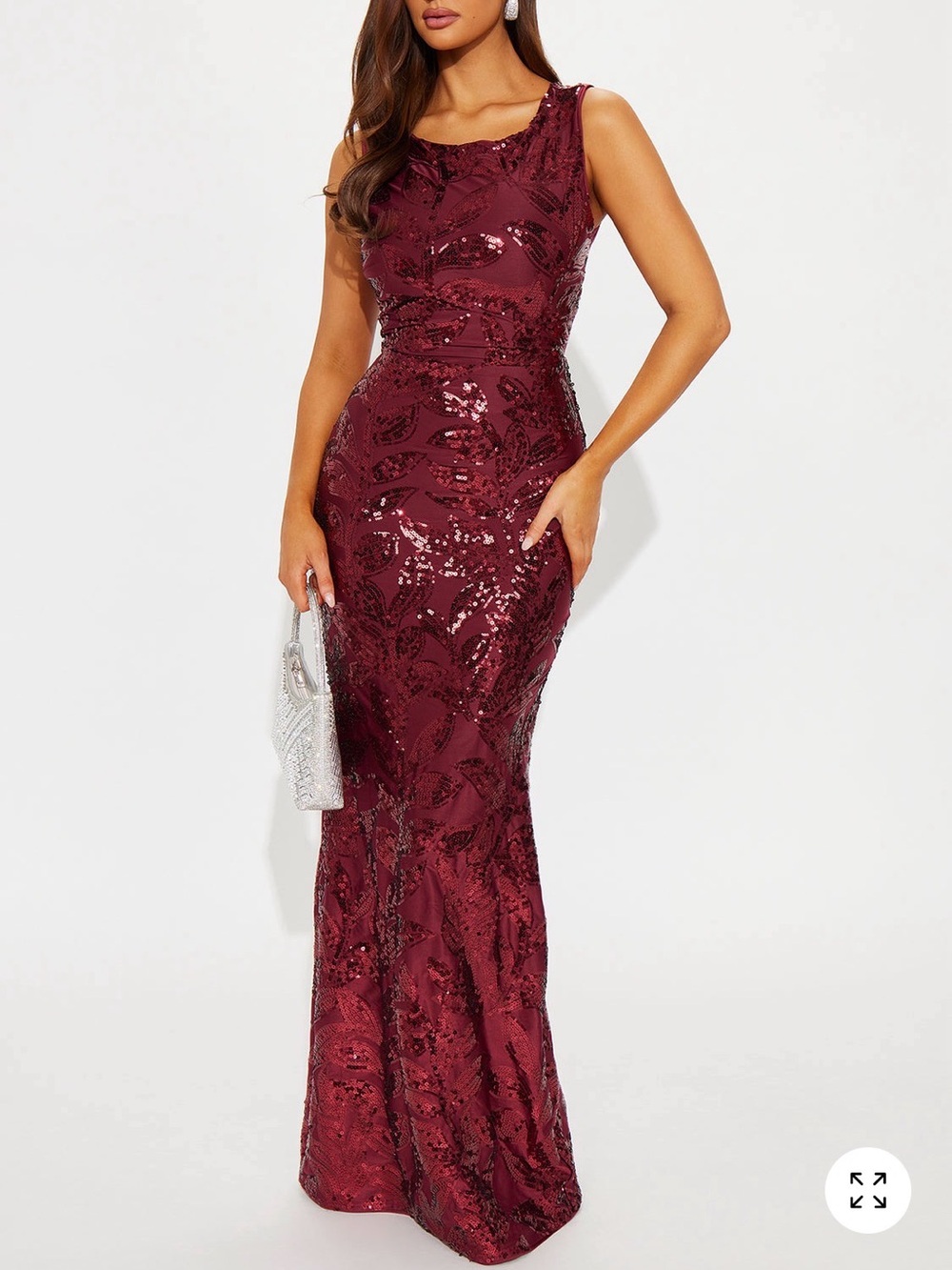 Fashion Nova Burgundy Sequin Maxi Dress